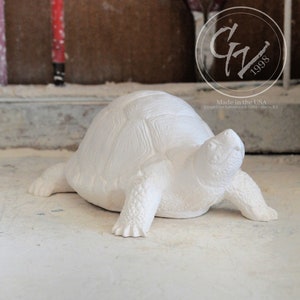 May include: White ceramic turtle figurine. The turtle is in a walking position with its head raised. Made in the USA. Grapevine Ceramics & Gifts - Hays, KS