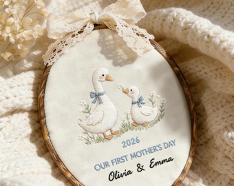 First Mother’s Day Gift, Personalized Baby Name Embroidery Hoop, Goose Nursery Decor, Custom Mom Baby Keepsake, New Mom Gift, Baby Name Sign