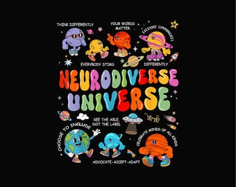 Neurodiverse Universe PNG, Autism Awareness PNG, Space Neurodiversity Design, SPED Teacher Art, Special Education Gift