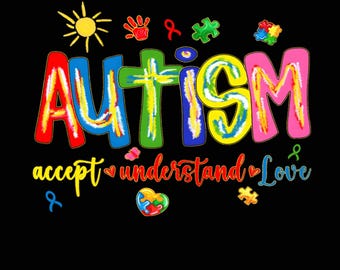 Accept Understand Love Autism PNG, Autism Awareness Rainbow Graffiti PNG, Neurodiversity Support Shirt Design, Autism Accept PNG