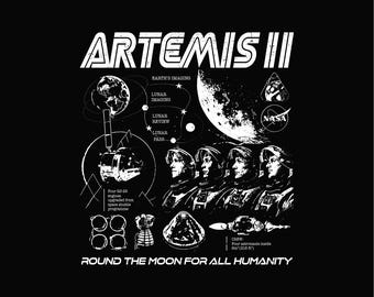 Artemis II NASA Mission Vintage Feel PNG, Space Exploration Apparel Digital Download