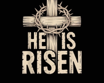 He is Risen Matthew 28_6 Retro Vintage Cross Happy Easter Png, File Dowload