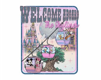 Disney Mickey And Friends Welcome Aboard The Skyliner png, Resort Hollywood Studio Epcot Digital download