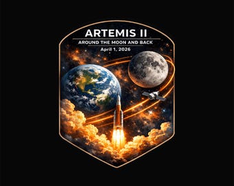 Artemis II Rocket Launch Digital Print, 2026 Space Mission Art PNG, Instant Download for Space Lovers & Sci-Fi Fans