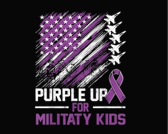 Purple Up For Military Kids Military Child Month USA Flag Png, Purple Up Day Png, Military Kids Month Png, Purple Up For Military Kids Png