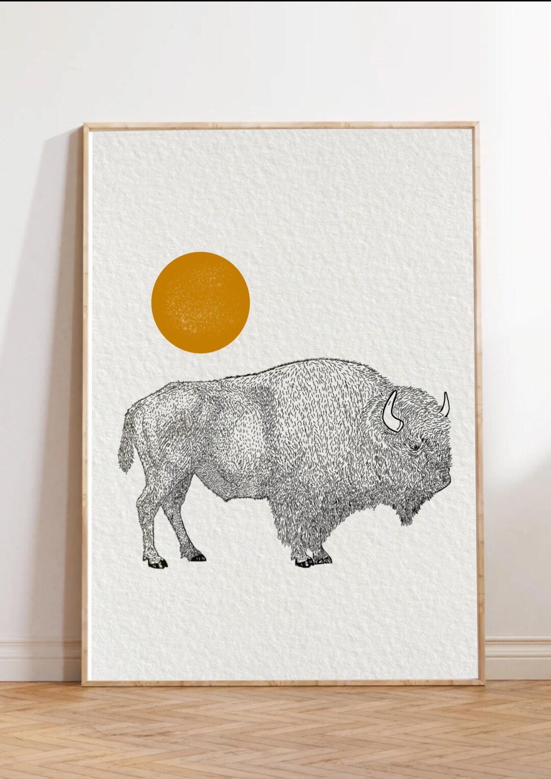 Bison Illustration Print – Wildlife Wall Art – Minimalist Animal ...