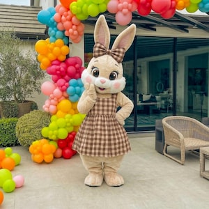 Fantasia de Coelho da Páscoa Adulto Profissional - Roupa de Mascote de Coelho para Eventos de Caça aos Ovos na Primavera - Roupa de Coelho Branco de Pelúcia para Festas