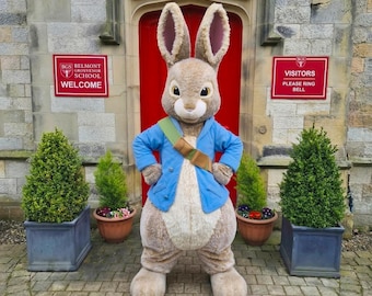 Easter Costume Professional Rabbit Mascot Adult Peter Bunny Suit for Spring Events Mall Quality Character Outfit Realistic Furry Party Mask