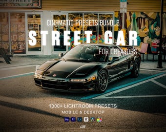 1300+ Street Car Lightroom Presets Bundle, Automotive Car Photography Presets, Cinematic Car Preset, Mobile Desktop Photo Filters