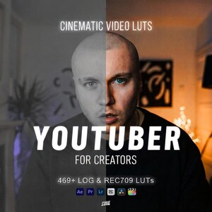 Pacote de LUTs cinematográficas para YouTubers | Pacote de correção de cores Log e Rec709 (Download digital)
