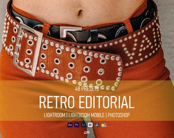 Retro Editorial Lightroom Presets, Vintage 90s Aesthetic Filters, Moody Style Mobile & Desktop Presets, 35mm Film Photography Pack