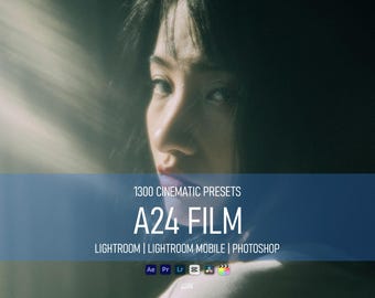 1300+ A24 Film Lightroom Presets | Moody Vintage Mobile & Desktop Filters, Nostalgic Indie Aesthetic Photo Presets, Cinematic Dark Filters
