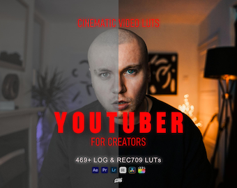 469+ Cinematic LUTs Bundle for YouTubers | Log & Rec709 Video LUTs, Creator Color Grading Pack | Youtube and Content Creators