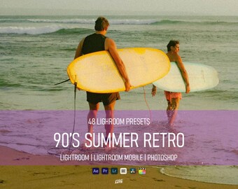 90s Summer Retro Lightroom Presets Bundle | Vintage Film Presets, Old Film Presets, Beach Presets, Warm Aesthetic Photo Filters