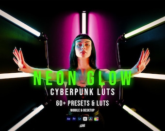 Neon Cyberpunk Presets, Cinematic Color Grading LUTs, Mobile Desktop (60+ Tools)