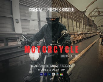 1300+ Cinematic Motorcycle Lightroom Presets Bundle | Motorbike Photo Filters | Rider, Street, Night & Adventure Presets | Mobile - Desktop