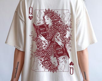 Queen of Fantasy Playing Card T-shirt | Retro Bookish Tee, Ivory Comfort Colors