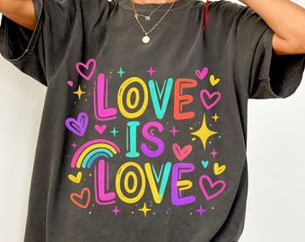 Love Is Love Rainbow Heart T-Shirt | Pride Month LGBTQ Graphic Tee