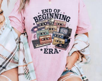End of Beginning Era Cassette Stack T-Shirt | Retro Music Graphic Tee