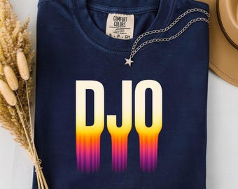 DJO Gradient Drip Letters T-Shirt | Retro Sunset Graphic Tee