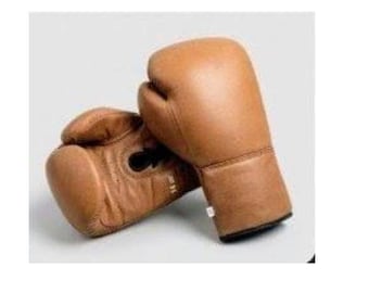 Guantes de boxeo de cuero marrón estilo vintage: 14 oz, para entrenamiento y sparring, estilo retro, de piel de vaca.