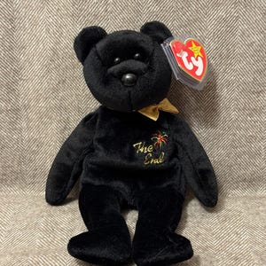 THE END the Bear Vintage Ty Beanie Baby Plush Toy 1999 + Tag Protector