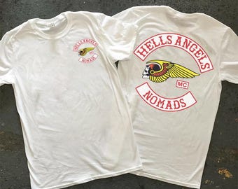Hells A. Nomads zwaargewicht T-shirt met ronde hals | Dubbelzijdig T-shirt