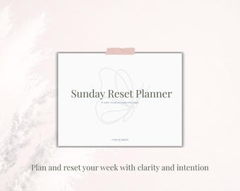Planificador de reinicio dominical imprimible / Rutina de reinicio semanal / Planificación y reflexión semanal / Planificador de productividad minimalista en PDF