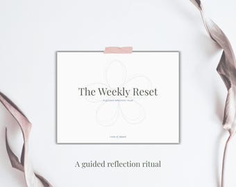Diario de reflexión semanal imprimible / Ritual de reinicio guiado / Cuaderno de autorreflexión minimalista para una vida intencional