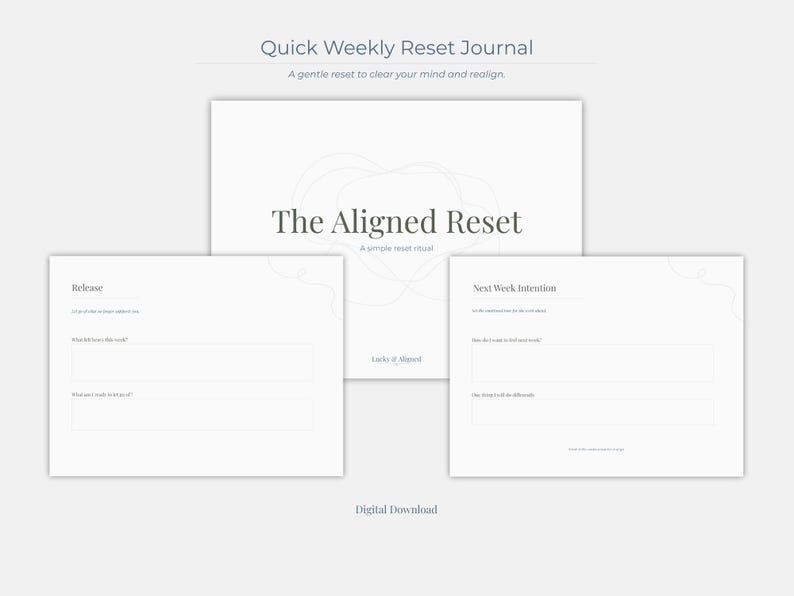 Guided Reset Journal Printable | Self Reflection Prompts | Mindfulness Journal | Minimalist Personal Growth Worksheet image 2