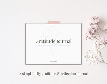 Diario de gratitud imprimible / Planificador de reflexión diaria / Ideas de atención plena / Hoja de trabajo de autocuidado / Descarga digital
