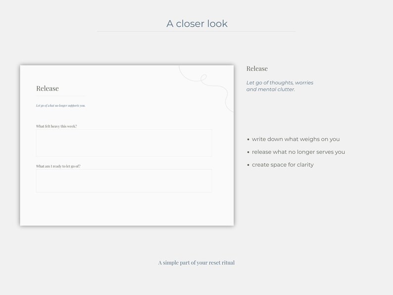 Guided Reset Journal Printable | Self Reflection Prompts | Mindfulness Journal | Minimalist Personal Growth Worksheet image 6