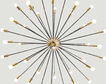 Lámpara de techo Sputnik de latón de 119 cm (47 pulgadas): Lámpara de techo moderna de mediados de siglo con diseño de estrella.