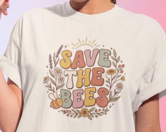 Save The Bees T-Shirt | Bienen Illustration, Florales Eco Design