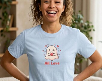 Ghost Holding Heart T-Shirt | All Love Valentine Tee
