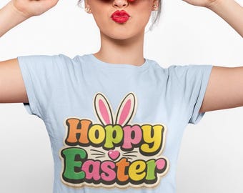 Hopfenfrohes Oster T-Shirt | Retro Hasenohren, bunte Frühlingsbeschriftung