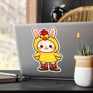 Bunny in Chick Costume sticker | Kiss-Cut Vinyl Decal