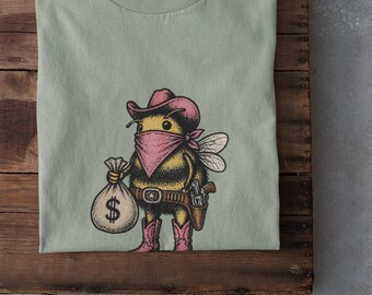Bandit Biene Geldtasche T-Shirt | Handgezeichnete Insekten Illustration