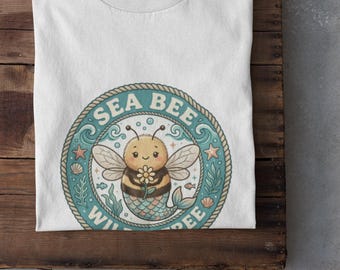 Sea Bee Wild & Free T-Shirt | Seaside Vintage Bienenwappen T-Shirt