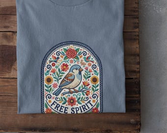 Free Spirit Bird T-Shirt | Volkskunst Natur Grafik
