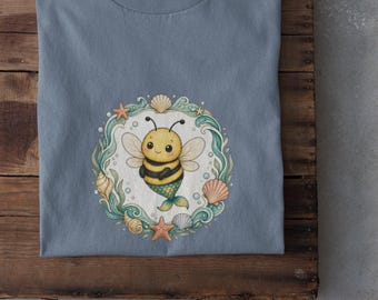 Lächelnder Bienenkranz T-Shirt | Florale Honigbiene Illustration