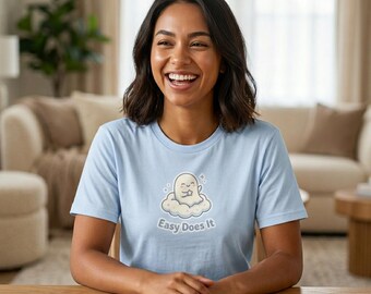 Easy Does It Cute Cloud Seal T-Shirt | Relaxed Kawaii Illustration