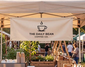 Custom Cotton-Linen Table Runner, Personalized Business Banner for Craft Fairs, Farmers Markets & Small Businesses