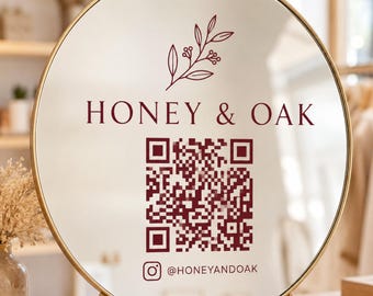 Custom QR Code Vinyl Decal with Logo for Business Windows and Mirrors