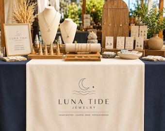 Custom Table Banner for Vendor Booths,Personalized Cotton-Linen Runner, Business Banner for Craft Fairs, Farmers Markets & Small Businesses