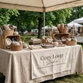 Custom Table Banner with Logo, Cotton-Linen Runner for Vendor Booths and Craft Markets product logo
