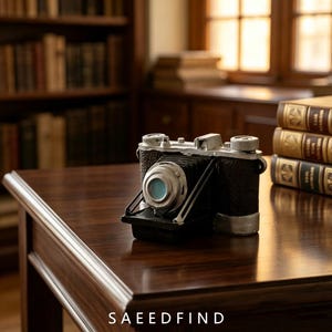Vintage Folding Camera Resin Model, Retro Camera Figurine, Photography Lover Gift Ornament, Antique Camera Decor