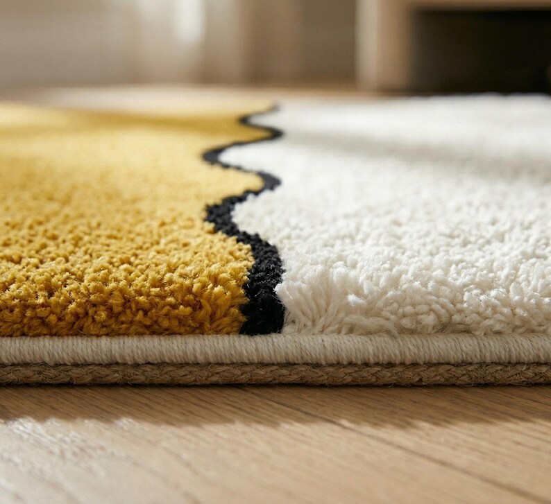Fun Tufted Rug Fried Egg Tufted Rug โ Fun Yellow Hand Tufted Carpet, Quirky Kitchen ...