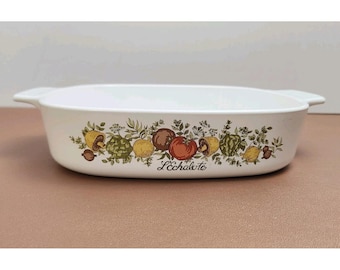 Fuente para hornear cuadrada VTG Corning Ware Spice of Life L'Echalote A-8-B de 8x8 pulgadas, fabricada en EE. UU.