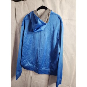 Vintage 1990's FILA Big Logo Hoodie Kangaroo Pocket Baby Blue And Gray Sz Large image 2